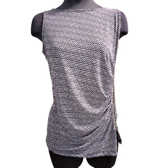 EC JONES NEW YORK SLEEVELESS IKAT CORAL COMBO W/ SIDE ZIPPER SZ.M - Picture 1 of 5